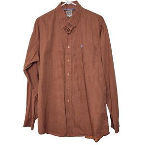 Cinch Size Large Orange Blue Geometric Print Long Sleeve Button Front Shirt